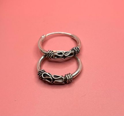 Tribal Twist Oxidized Hoop Earrings – Unisex Design