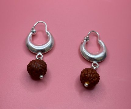 Rudraksha Drop Hoop Earrings – Sacred Strength Edition (Men)