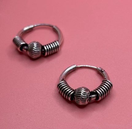 Tribal Spiral Hoops – Unisex Oxidized Silver Earrings