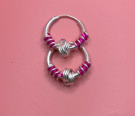 Pink Charm Oxidized Hoop Earrings for Women